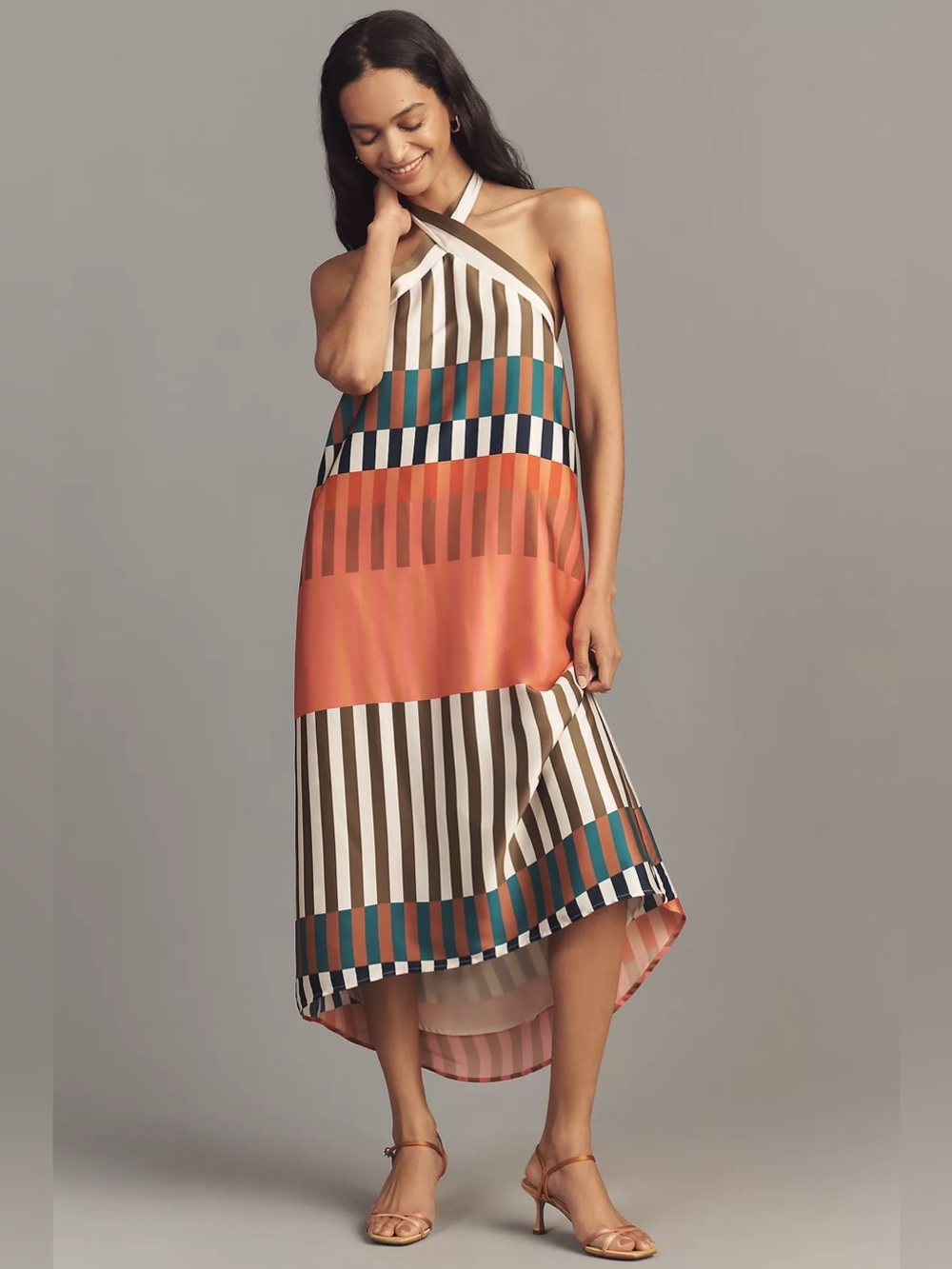 Anthropologie Hutch Satin Halter Midi Dress